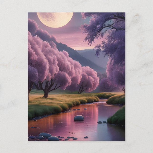 Postal Fantasy Moonlit River Dreamscape Illustration (Anverso)