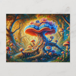 Postal Fantasy Mushroom Garden Psychedelic Colors 