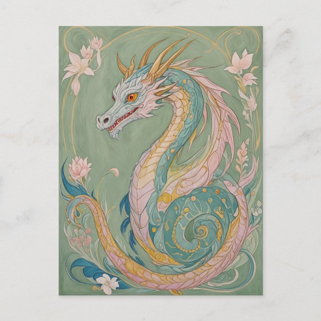 Postal Fantasy Pastel Abstract Dragon (Anverso)