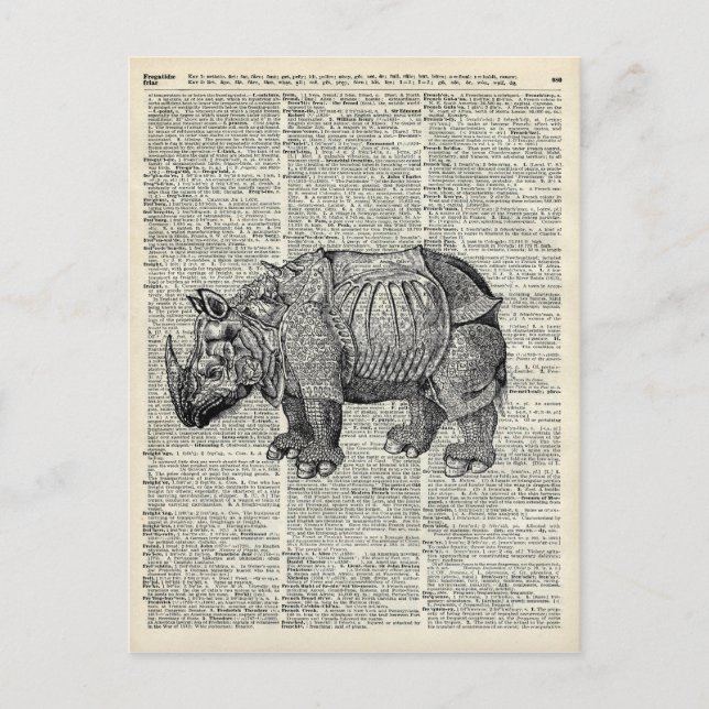 Postal Fantasy steampunk Rhinoceros (Anverso)