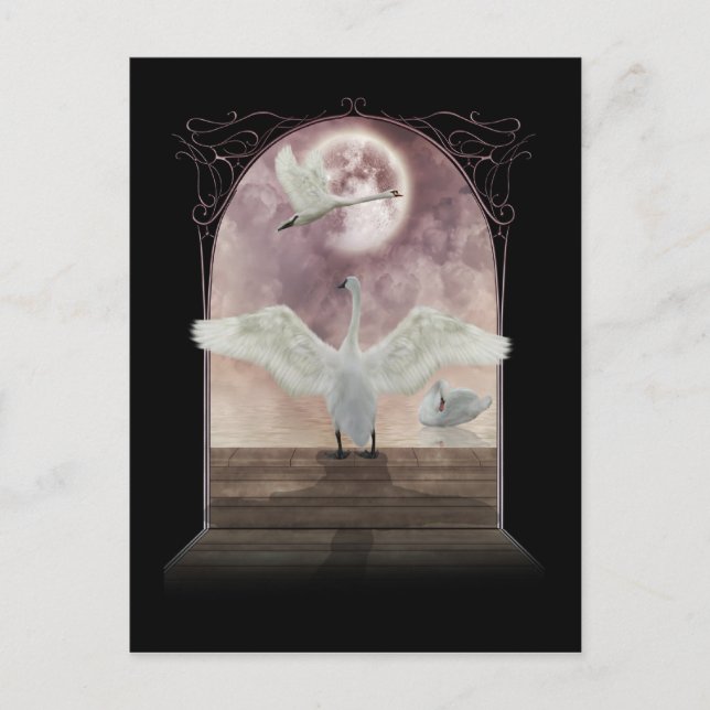 Postal Fantasy Swan Postcard Art (Anverso)