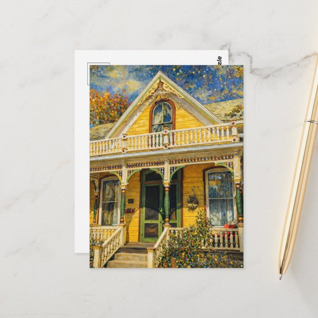 Postal Fantasy Yellow Victorian  (Anverso/Reverso In Situ)