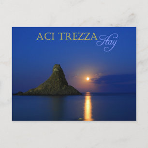 Postal Faraglioni de Aci Trezza en Sicilia, Italia