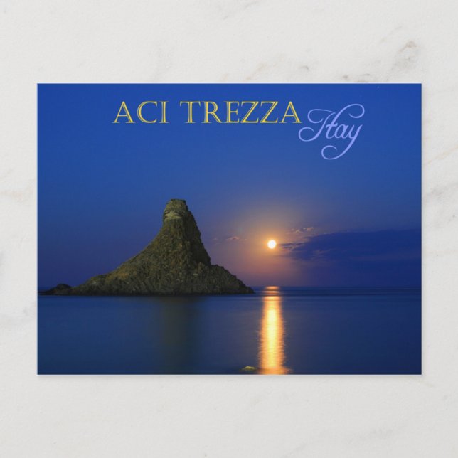 Postal Faraglioni de Aci Trezza en Sicilia, Italia (Anverso)
