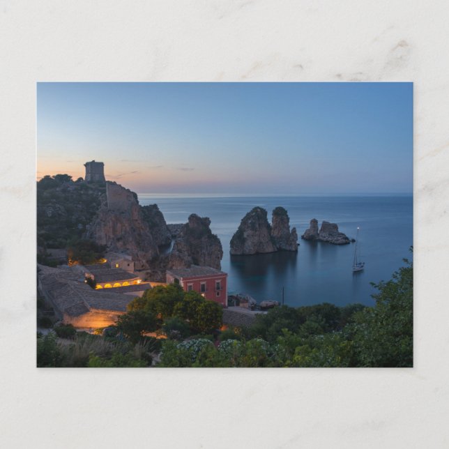 Postal Faraglioni y Tonnara en Scopello, Sicilia (Anverso)