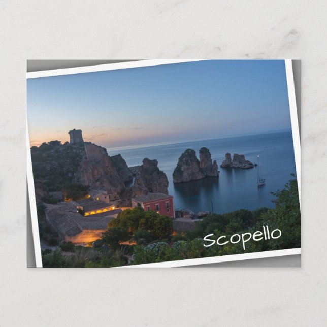 Postal Faraglioni y Tonnara en Scopello, Sicilia (Anverso)