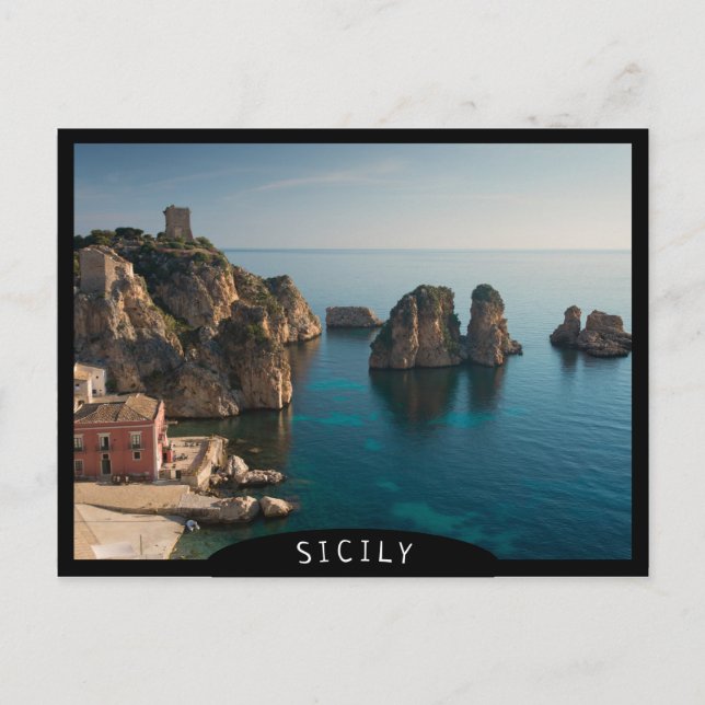 Postal Faraglioni y Tonnara en Scopello, Sicilia (Anverso)