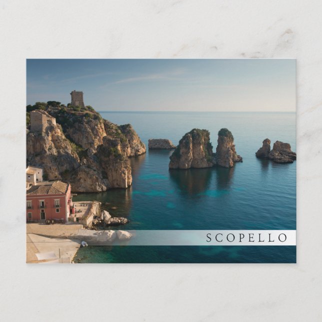 Postal Faraglioni y Tonnara en Scopello, Sicilia (Anverso)