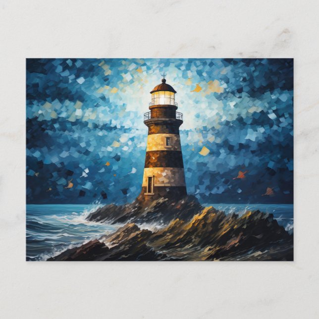 Postal farbenfroher Leuchtturm maritime Lansdchaft (Anverso)
