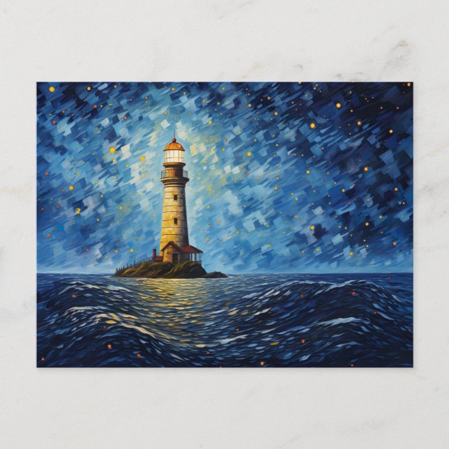 Postal farbenfroher Leuchtturm maritime Lansdchaft (Anverso)
