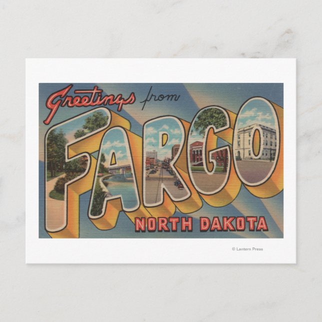 Postal Fargo, Dakota del Norte - Escenas de letras grande (Anverso)