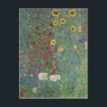Postal Farm Garden Sunflowers, de Gustav Klimt Painting<br><div class="desc">Obra maestra del pintor imperial austriaco Gustav Klimt : Jardín de granja con girasoles</div>