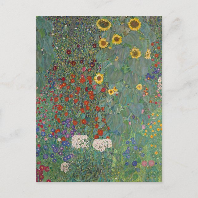 Postal Farm Garden Sunflowers, de Gustav Klimt Painting (Anverso)