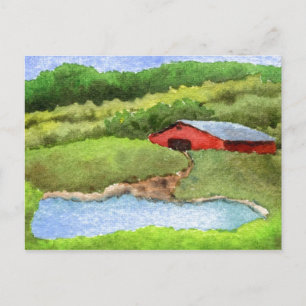 Postal "Farm Pond" Country Road