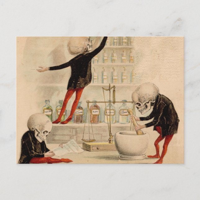 Postal Farmacia esquelética (Anverso)