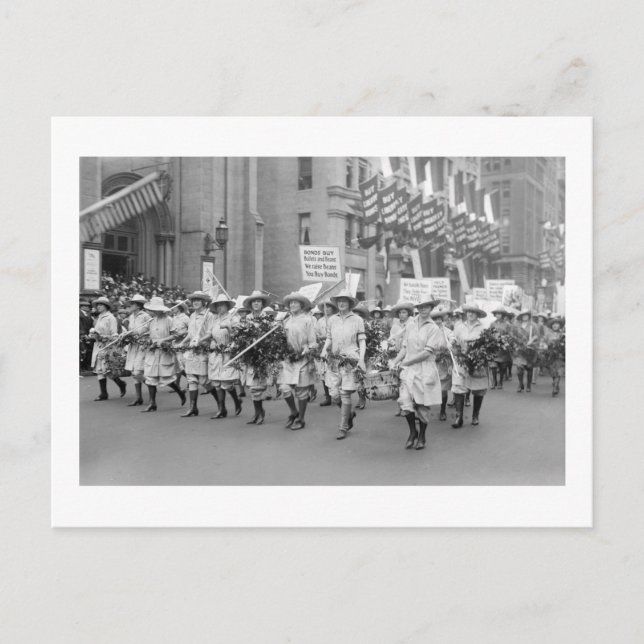 Postal Farmerettes vende bonos de la primera guerra mundi (Anverso)