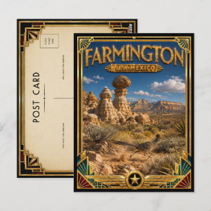 Postal Farmington Nuevo México Arte Deco Vintage Edad Dor