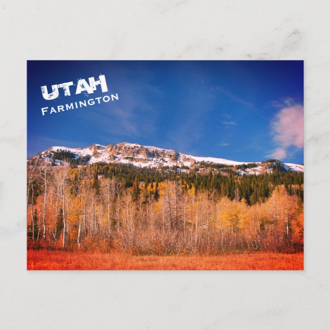 Postal Farmington, Utah, paisaje de las montañas Wasatch (Anverso)