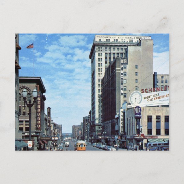 Postal Farnam St., Omaha, NE Vintage (Anverso)