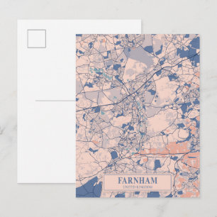 Postal Farnham Reino Unido Mapa de la ciudad ventosa Viaj
