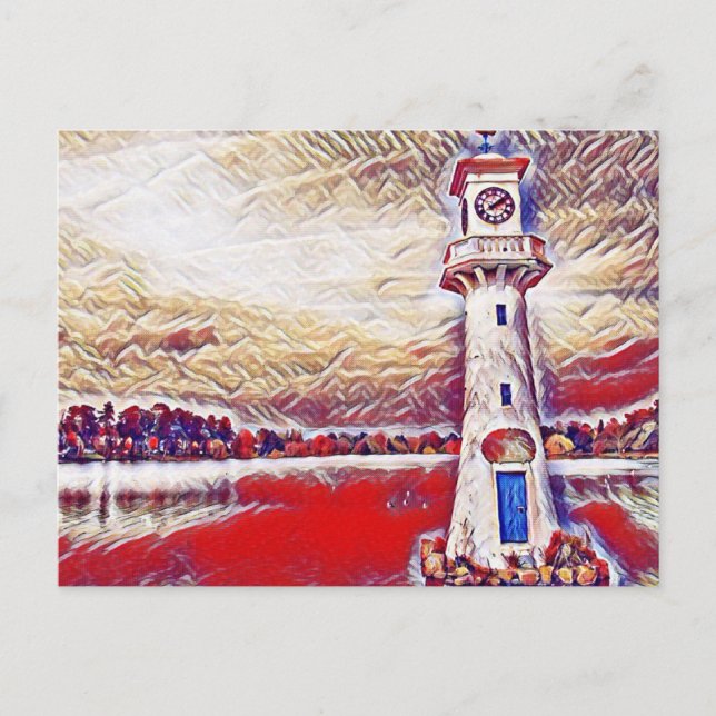 Postal Faro Abstracto colorido Roath Lake Cardiff (Anverso)