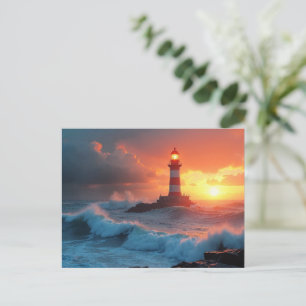 Postal Faro al atardecer