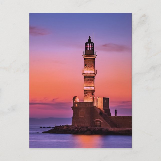 Postal Faro al atardecer (Anverso)