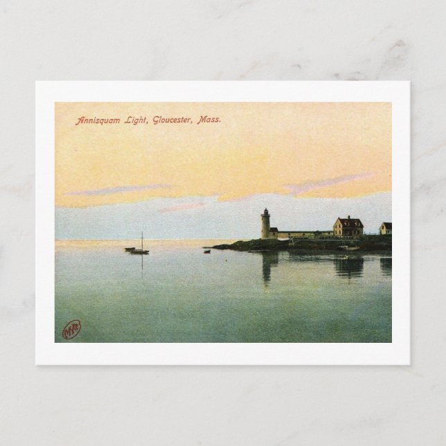Postal Faro Annisquam, Gloucester, MAMÁES Vintage (Anverso)