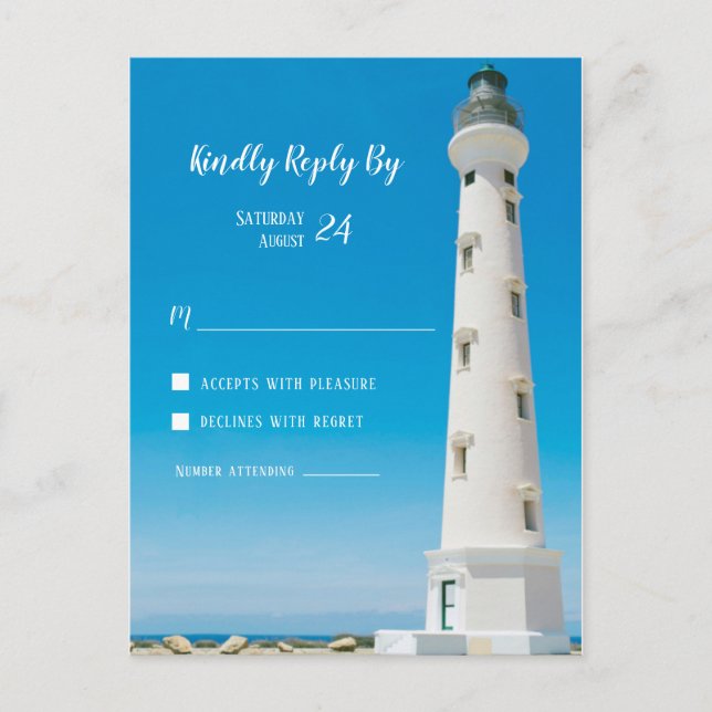 Postal Faro Aruba Boda de Destino RSVP (Anverso)