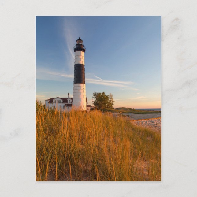 Postal Faro Big Sable Point En El Lago Michigan 3 (Anverso)