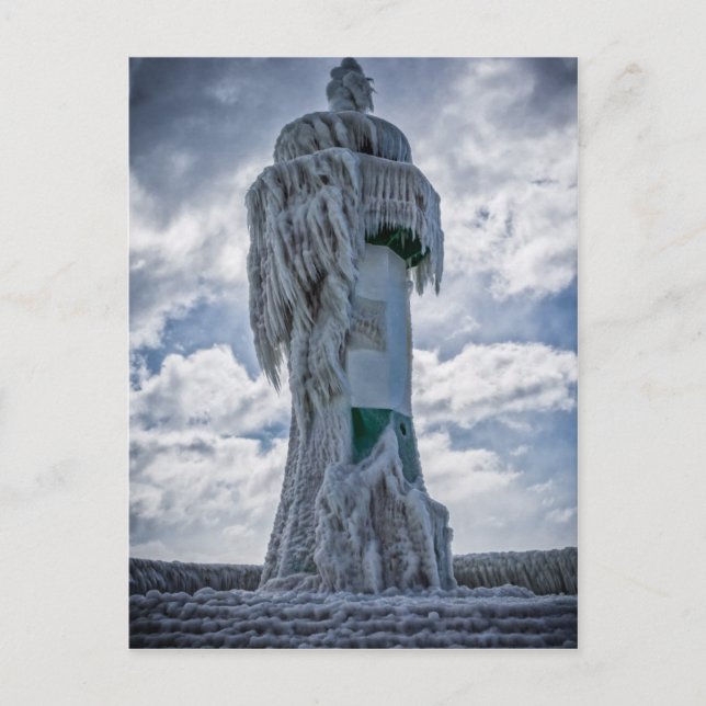 Postal Faro congelado a orillas del Mar Báltico (Anverso)