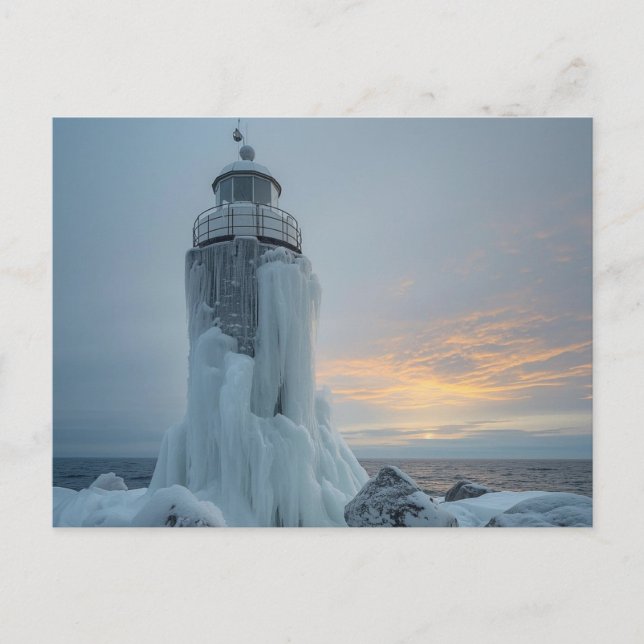 Postal faro costero en tormenta invernal (Anverso)