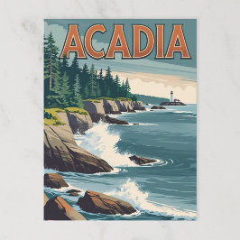 Postal Faro costero Retro Acadia