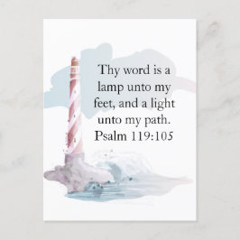 Postal Faro de acuarela de salmo religioso