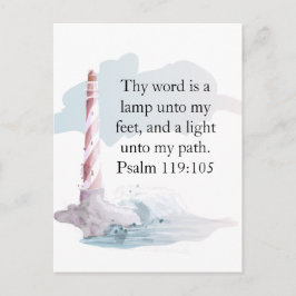 Postal Faro de acuarela de salmo religioso