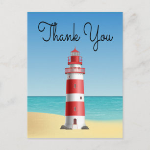 Postal Faro de agradecimiento náutico boda de verano en l