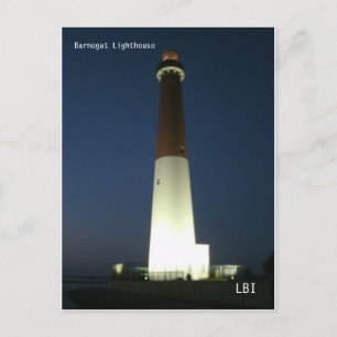Postal Faro de Barnegate en la noche