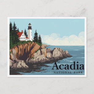 Postal Faro de Bass Harbor Head Vintage