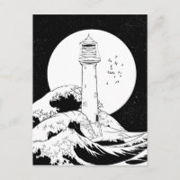 Faro de Bell Rock negro y blanco