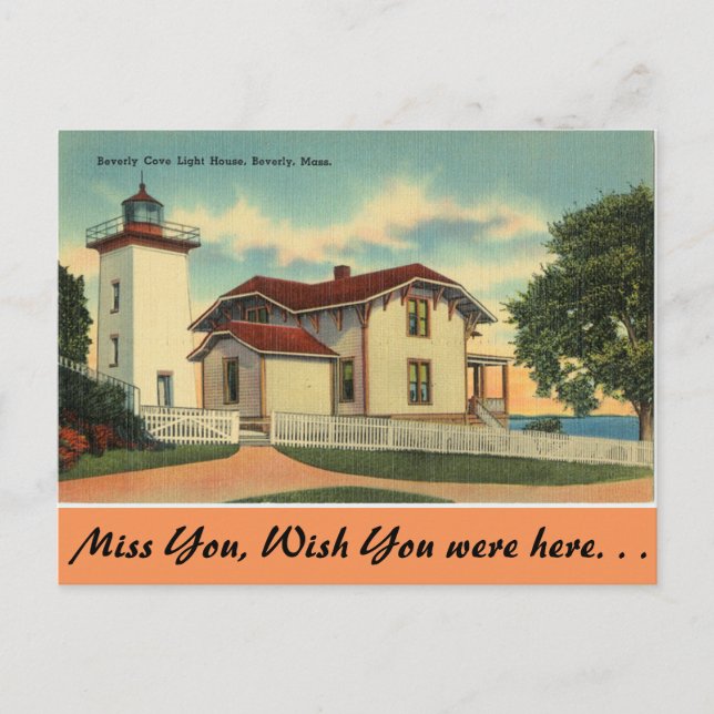 Postal Faro de Beverly Cove en Massachusetts (Anverso)