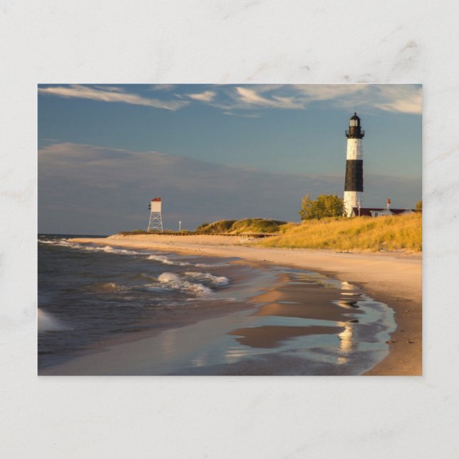 Postal Faro de Big Sable Point en el lago Míchigan 2 (Anverso)