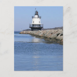 Postal Faro de borde de punta de primavera-Nueva Inglater