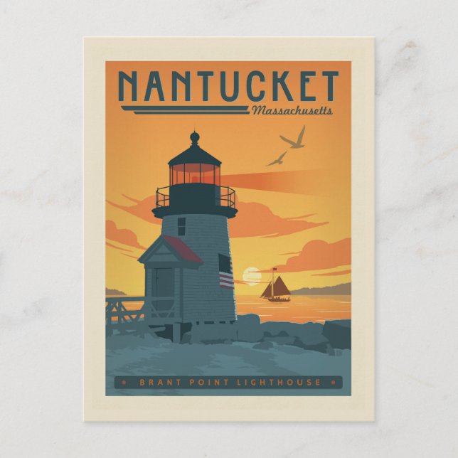 Postal Faro de Brant Point | Mamáes de Nantucket (Anverso)