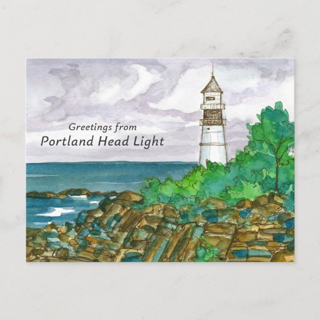 Postal Faro de cabeza de Portland Cape Elizabeth Maine (Anverso)