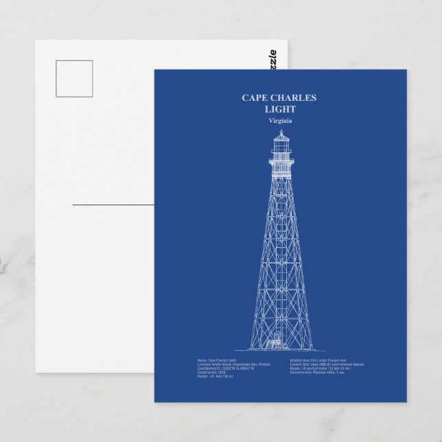 Postal Faro de Cabo Charles - Virginia - AD (Anverso / Reverso)