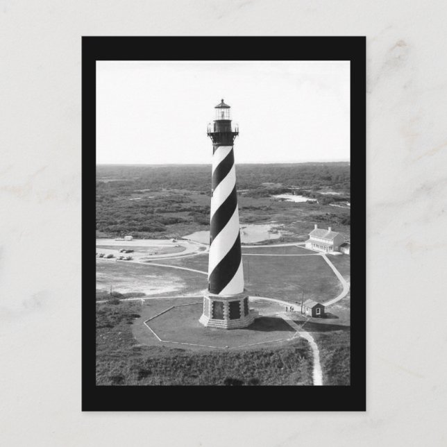 Postal Faro de Cape Hatteras en blanco y negro (Anverso)