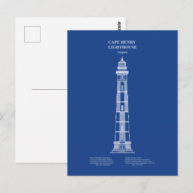Postal Faro de Cape Henry - Virginia – AD (Anverso / Reverso)
