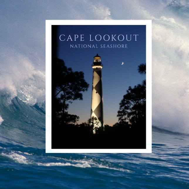 Postal Faro de Cape Lookout por la noche (Subido por el creador)