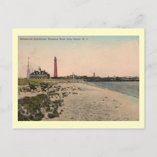 Postal Faro de choque, Vintage de Long Island (Anverso)