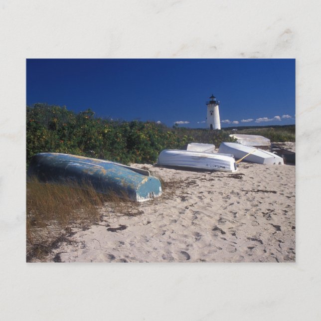Postal Faro de Edgartown y playa (Anverso)
